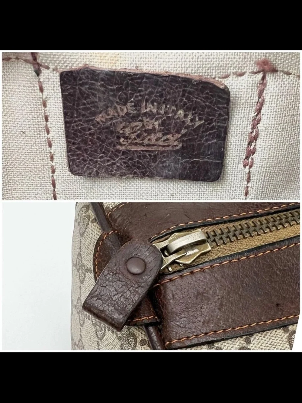Gucci Brown GG Supreme Duffel with Red and Green Web Stripe